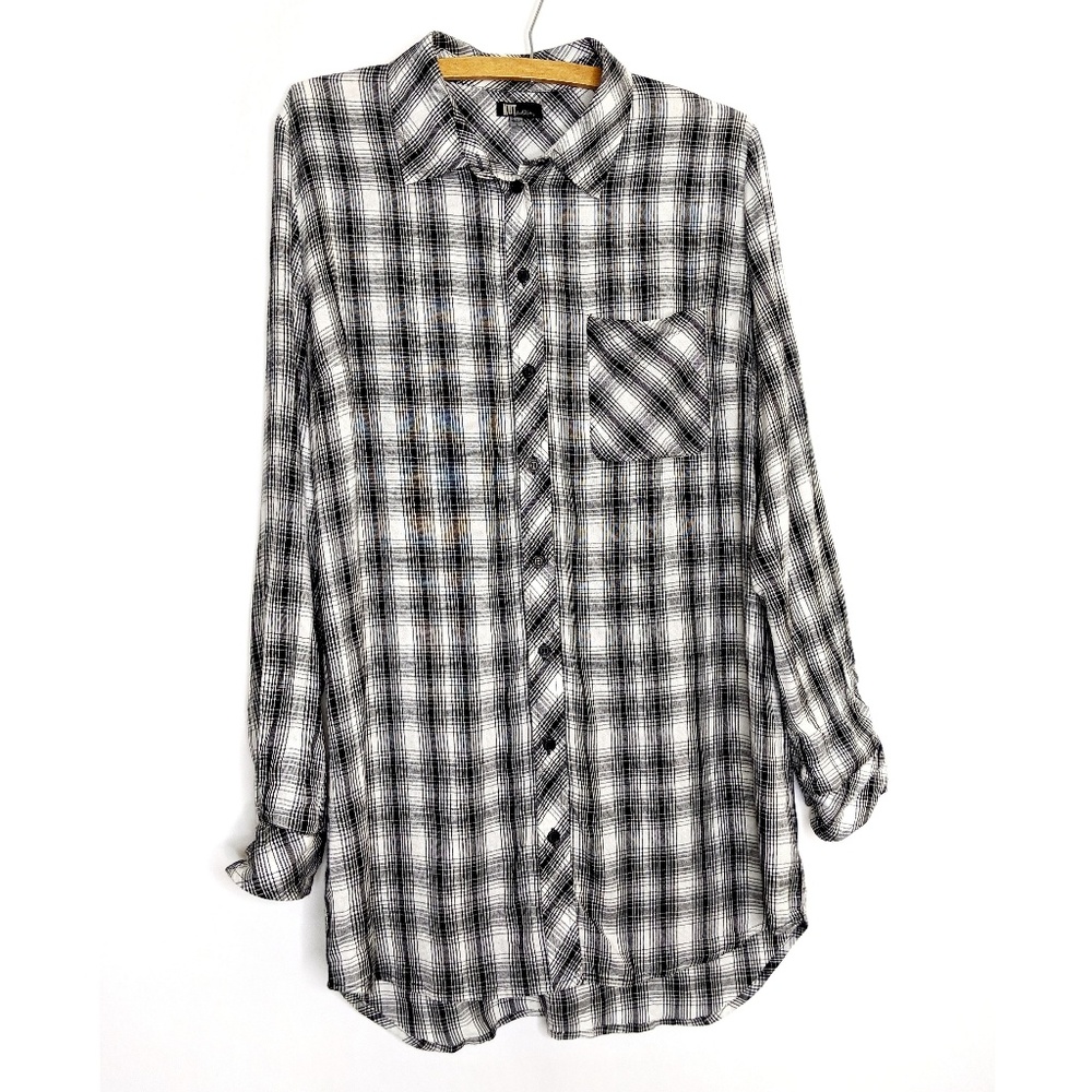 Kut From The Kloth Plaid Flannel Long Shirt Large